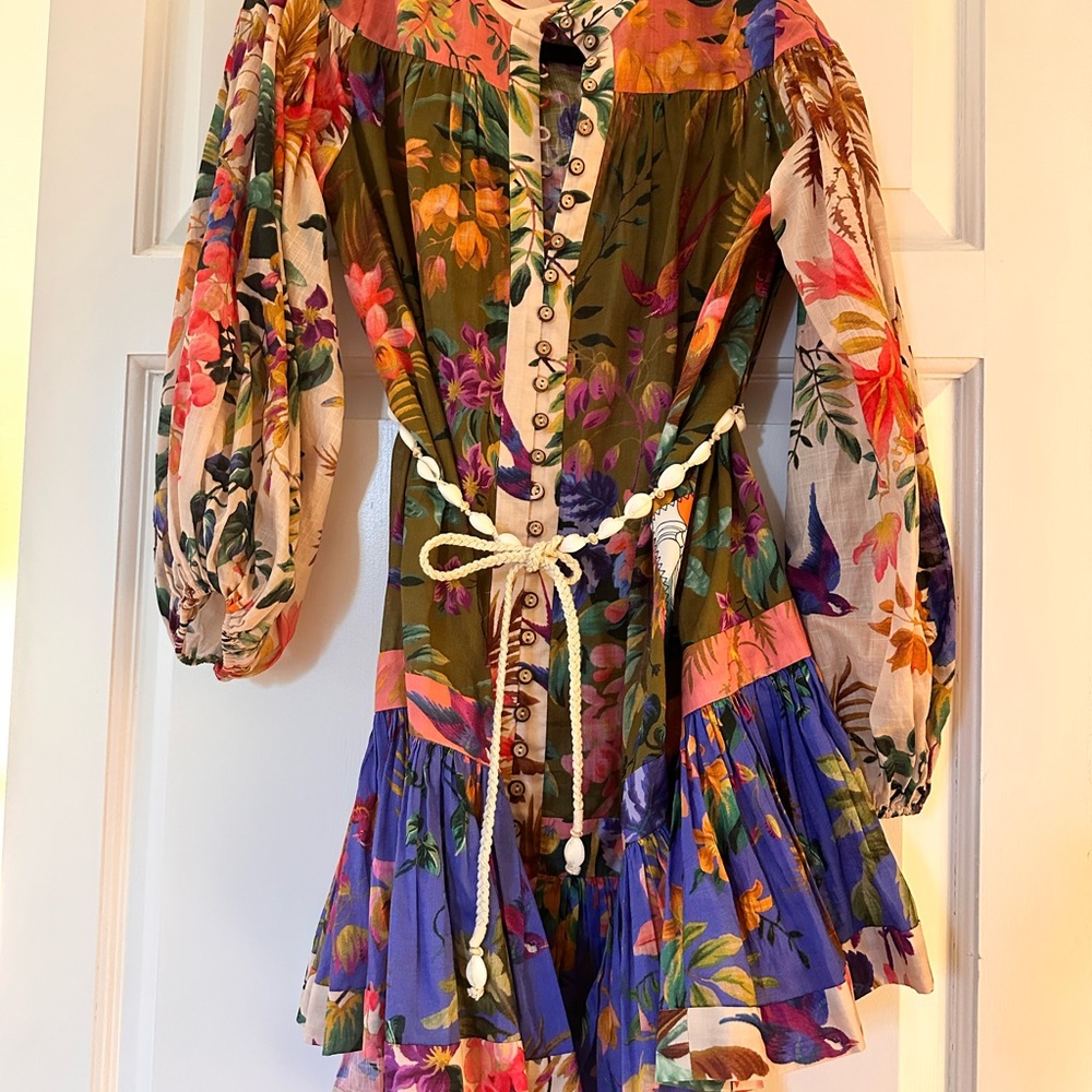 Zimmerman Tropicana Floral Bohemian Dress with Rope Belt